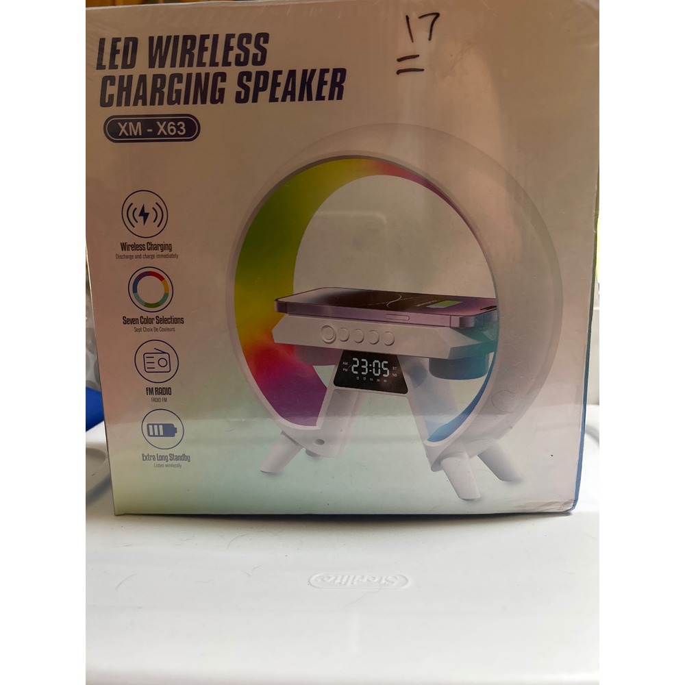 LED Wireless Charging Speaker XM-X63 RGB Night Light Alarm Clock Sound Machine